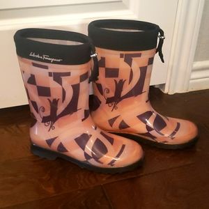 Salvatore Ferragamo Shoes | Salvatore Ferragamo Rain Boots | Color: Black/Tan | Size: 7 | Claredye1's Closet
